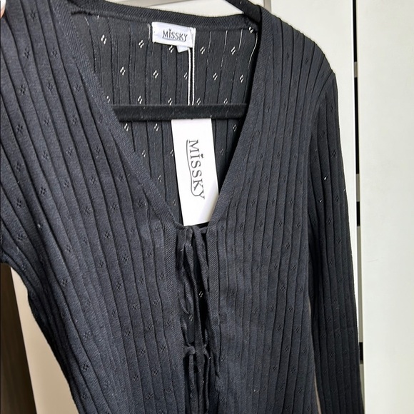 Missy Black Ribbed Cardigan - Picture 3 of 4